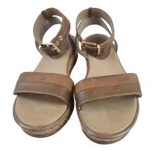 Lucca Lane Leesa Open Toe Cork Sandals Womens US 7M Brushed Brown Platform Shoes